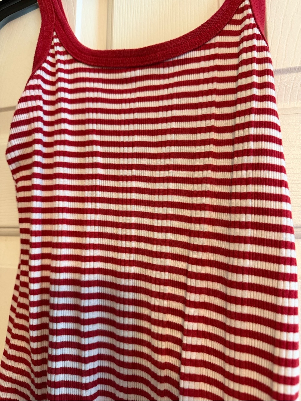 Red & White Striped Ribbed Tank Top - Picture 3 of 3